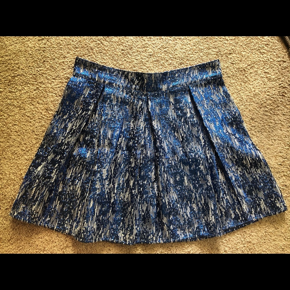 EUC Black, Blue and White Shiny Skirt